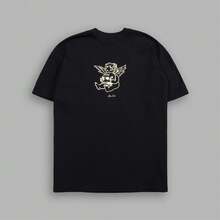 DARCSPORT American-Style  Retro T-Shirt For Couples, Men's Top, Pure Cotton Loose-Fit Round-Neck T-Shirt - 黑色 - 查看 4
