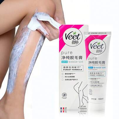 薇婷敏感肌肤脱毛膏，含芦荟和维生素E（100毫升），温和不刺激，适用于腋下和四肢