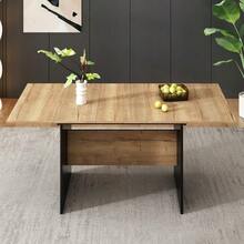 Extendable Dining Table 140/180 X 80 Cm, Suitable For 4-6 People, Rectangular Dining Table With Wood Grain, Natural, Minimalist Style Extendable Dining Table. - Natural Color - View 9