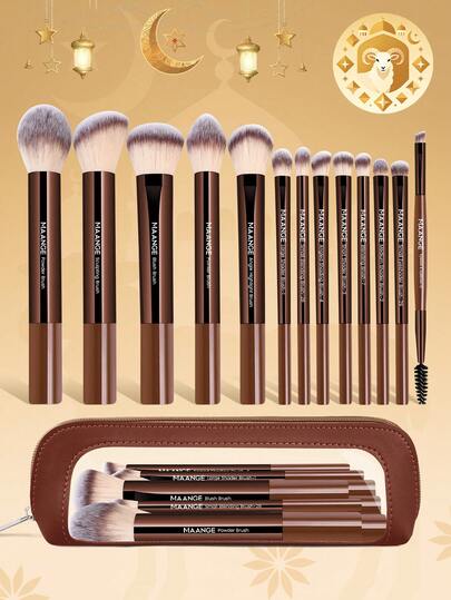 MAANGE 13/14/16/17/20/22支装专业软毛铝管化妆刷套装，包含粉底刷、眼影刷、眉刷、晕染刷、高光刷、遮瑕刷，适用于粉状、液状、膏状化妆品，是日常使用和旅行的理想之选，也是精美的化妆配件礼品套装、赠品、专业化妆刷套装和完整化妆套装。