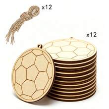6-24pcs Jersey Shaped Wooden Hanging Decor, DIY Wooden Decorations, Includes 6 Wooden Pieces And 6 Ropes, Spring Home Hanging Craft DIY, Football Match Hanging Decor And Suspension Decoration - Football Theme - View 11