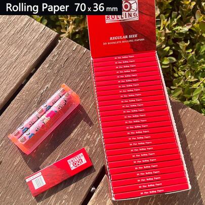 Buku Kertas Gulung RYO, Kertas Gulung Putih Klasik, 50 Buku, 50 Lembar Per Buku, Total 2500 Lembar, Cocok Untuk Rokok Gulung Tangan 70mm, Pembakaran Lambat dan Merata, Penyimpanan Praktis, Tekstur Halus, Kertas Gulung Gaya Cerutu
