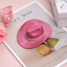 Mini Cowboy Hat Glitter Pink Cowgirl Hat For Women Disco Costume Accessories For Halloween Cowboy Party - Pink - View 4