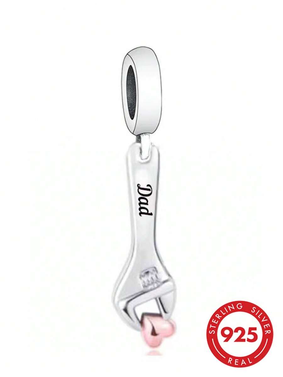 HuooNew 1 mặt dây chuyền cờ lê bạc Sterling S925, quà tặng trang sức thời trang độc đáo cho nam và nữ, Ngày của Cha - Bạc - Xem 1