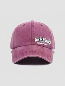 1顶男女通用复古做旧字母装饰棒球帽/卡车帽，适合户外、旅行、徒步、海滩等场合。 - 彩色 - 查看 5