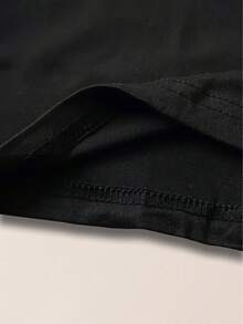 -Women's Casual Short-Sleeved Shirt With Oversized Music Note Print- Soft Round-Neck Top, Washable And Breathable For Spring/Summer Travel, Music-Themed Casual Wear, Clothing For Music Lovers, Relaxed Fit Top, Comfortable Fabric. - Black - View 3