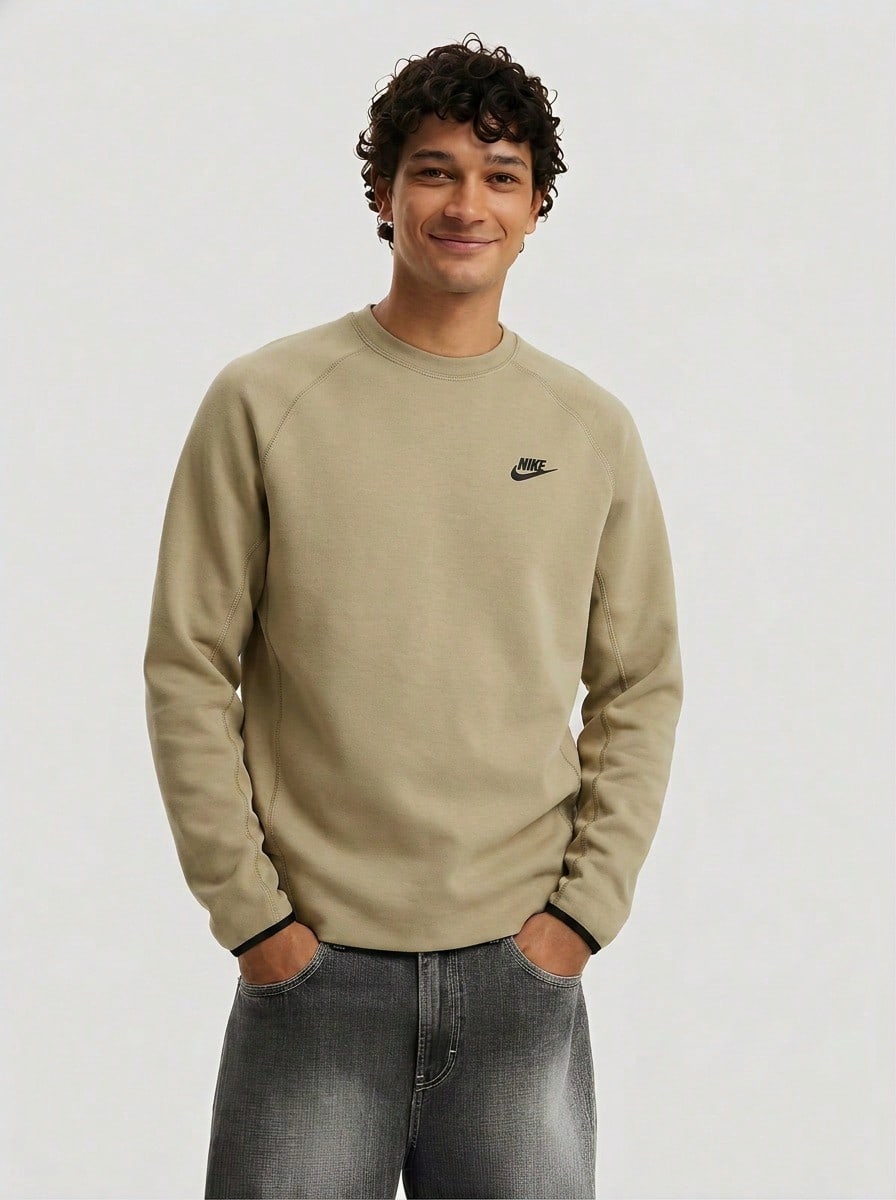 Nike 运动服 Tech Fleece 圆领衫,FB7916-276,(中性橄榄绿/黑色)XL - 中性橄欖綠/黑色 - 查看 1