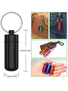 Móc khóa đựng thuốc di động, hộp đựng thuốc mini bằng hợp kim nhôm, chai thuốc kim loại chống thấm nước, thích hợp cho cắm trại và du lịch ngoài trời. - Nhiều màu - Xem 3