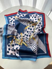 1pc Fashion Luxury Faux Silk Floral Print Robe Shawl, Women Beach Cover Up Sun Protection Satin Scarf - Multicolor - View 3