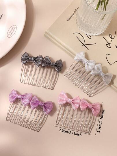 1pc Colorful Glitter Bow Hair Clip, Bangs & Side Piece Hairpin, Cute Princess Style Casual Hair Accessory