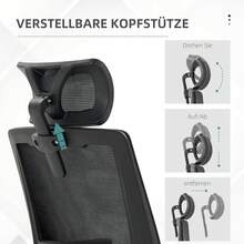 Ergonomic Adjustable Office Chair - Swivel Chair With Headrest, Lumbar Support & Armrests, Height-Adjustable Computer Chair With Rocking Function, Mesh Backrest, TÜV-Certified Gas Lift, 120kg Load Capacity For Office/Home Office - Black - View 7
