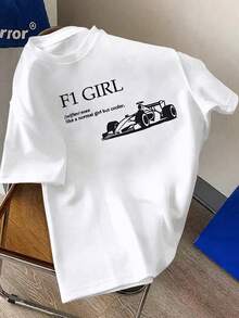 Camiseta unisex 100% algodón, camiseta gráfica de coche de carreras F1, nueva camiseta deportiva de temporada de primavera/verano, camiseta blanca de manga corta, suave y transpirable, de moda, talla grande - Blanco - Ver 2