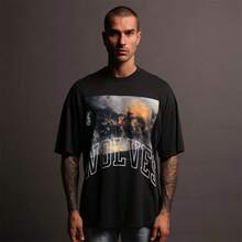 DARCSPORT American-Style  Retro T-Shirt For Couples, Men's Top, Pure Cotton Loose-Fit Round-Neck T-Shirt - trắng - Xem 5