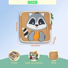 兒童認知學習玩具套裝：毛氈學習板、幼兒園學習活動、旅行玩具。生日、聖誕節和新年禮物 - 小浣熊款 - 查看 4