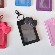 Bow Design PU Photocard Holder, Cute Idol ID Card Case With Detachable Keychain - Color - View 21