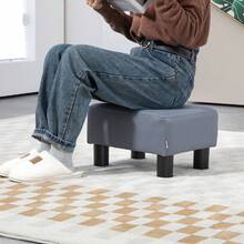 HOMCOM Microfiber Cloth Footstool, Small Foot Rest, Rectangle Sofa Stool For Bedroom Living Room, Grey - T0001-01-9243 - View 6