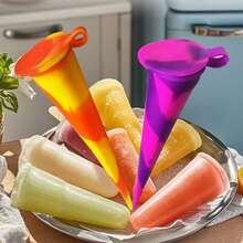 3pcs Colorful Silicone Popsicle Mold - DIY Ice Cream And Smoothie Maker, Suitable For Home Entertainment, Reusable Ice Pop Mold, Refreshing For Summer (Random Color) - Multicolor - View 3
