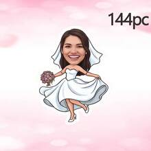 36/64/144pcs Stiker Pengantin Wanita yang Dipersonalisasi, Stiker Gelas Anggur dengan Foto Wajah Pengantin Wanita yang Disesuaikan, Stiker Gelas Pesta Lajang, Suvenir Pesta - MultiWarna - View 20