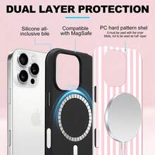 1pcs Pink Stripe PU Leather Card Holder Compatible With IPhone 17 Pro Max 15 17 16 Pro 16 12 13 15 Pro Max 14 15 16 Plus 17 Air, Wallet Cell Phone Card Stand Holder - Một bao đựng thẻ - Xem 3