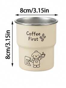 1個卡通狗304不鏽鋼咖啡杯、茶杯、牛奶杯、露營杯，可愛狗塗鴉旅行杯，不鏽鋼野餐杯，手持杯，適合作為禮物和節日贈品，適用於咖啡店、露營、居家和辦公室 - 米色 - 查看 12