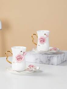 Bộ 2 tách và đĩa sứ (1 tách & 1 đĩa lót), thích hợp cho nhà bếp, nhà hàng, phòng khách, làm quà tặng, dùng để uống trà, cà phê, sữa, nước ép, trong đám cưới, tiệc tùng, sinh nhật. - Nhiều màu - Xem 3