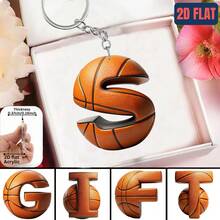 2D Acrylic Basketball Letter Keychain, Basketball Player & Fan Exclusive Keyring Gift, Bag Charm, Key Decoration, Party Favor - Basketball Letter Keychain - View 3