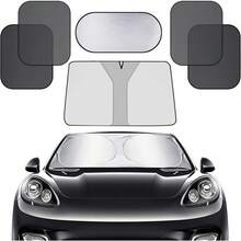Parasoles de Coche, Parasol para Auto Parabrisas, Parasol Plegable para Coche 6 Piezas - Protector Parabrisas con Bolsa de Almacenamiento, Apto para todoterrenos y la mayoría de turismos - 1 - Ver 10
