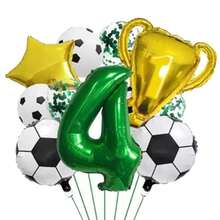 Green Football Champion Trophy Star Number Balloon Set, Suitable For Children's Birthday Party, Sports Theme, Football Party Decoration - 1 YEAR - View 5