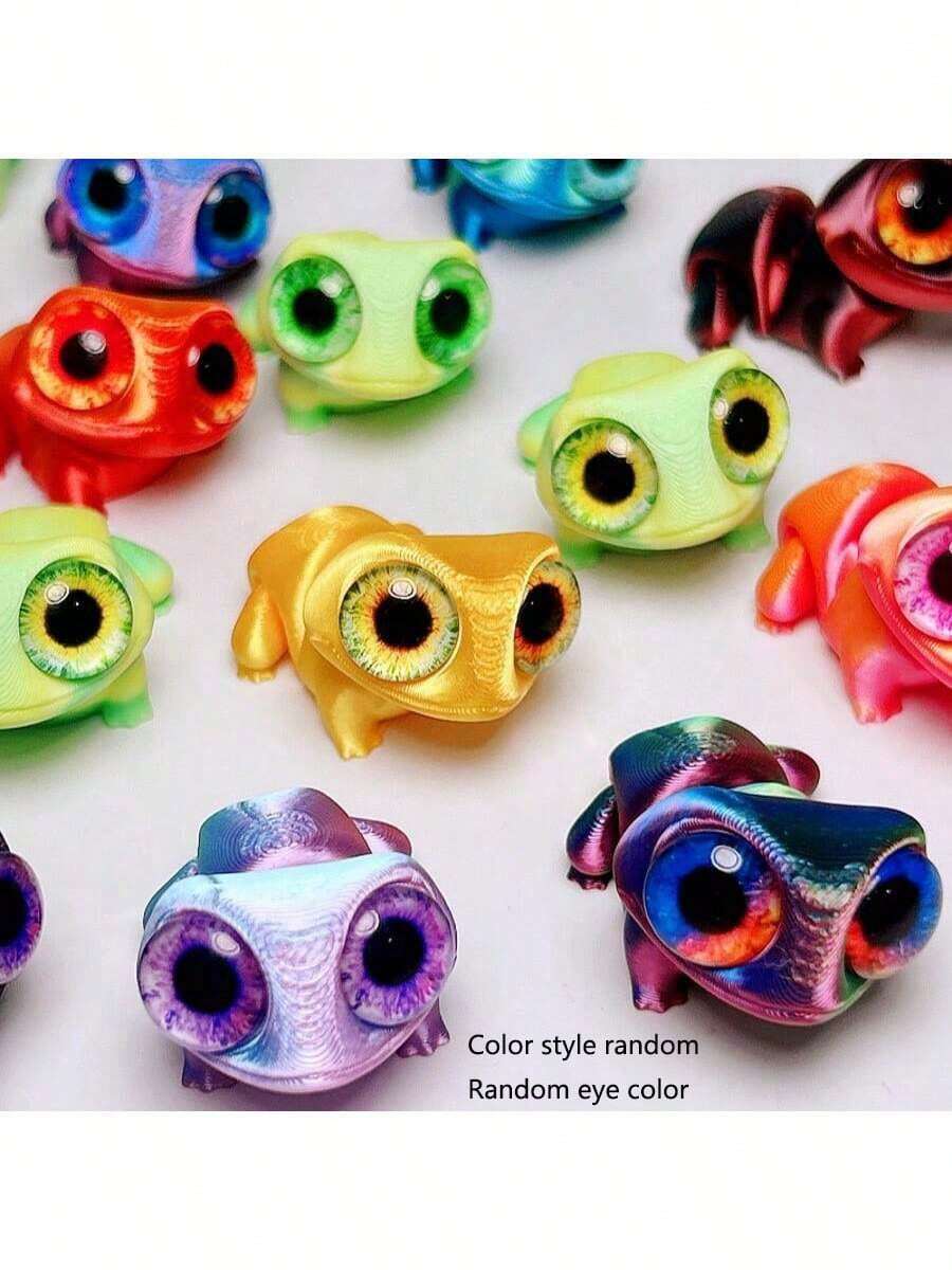 3D Printed Colorful Frog Model, Random Eye Color, Stress Relief Toy, Cute Big-Eyed Frog Desktop Decor, Student Desk Accessory, Wholesale Gift, Birthday Present - Multicolor - View 1