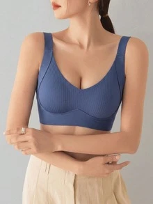 DAZY Áo ngực có thể điều chỉnh độ che phủ toàn diện, nâng đỡ và hỗ trợ không gọng cho vòng một lớn, thu nhỏ phần dưới ngực, cỡ lớn - Màu xanh lam - Xem 4