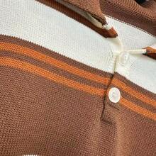 Women's Striped Modal Blouse With Knitted Polo Shirt - 駝色 - 查看 2