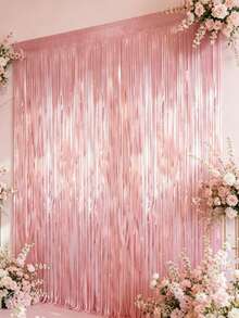 1/2/4/6pcs Pink Macaron Baby Shower Backdrop Curtain, Gender Reveal Party Decoration Hanging Curtain, 1st Birthday Girl Party Room Decor, Gender Reveal Wedding Birthday Photo Booth Props, Birthday Hanging Decor, Baby Shower Decor, Gender Reveal Decor, Teething Party Decor, My First Tooth - Maca Pink - View 7