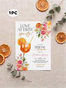 1/3 tấm thiệp mời tiệc cưới chủ đề "Tình yêu từ cái nhìn đầu tiên" (Love At First Spritz), thiệp mời tùy chỉnh chữ, thiệp mời tiệc cưới chủ đề Aperol Spritz, tiệc cưới chủ đề cam quýt, tiệc cưới chủ đề hoa tươi rực rỡ. - Nhiều màu - Xem 17