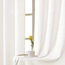 1 tấm rèm cửa dày dặn chất liệu vải lanh Nhật Bản, có khoen kim loại phía trên, trượt êm ái, thích hợp cho cửa sổ phòng khách và phòng ngủ cần chắn sáng. - trắng - Xem 5