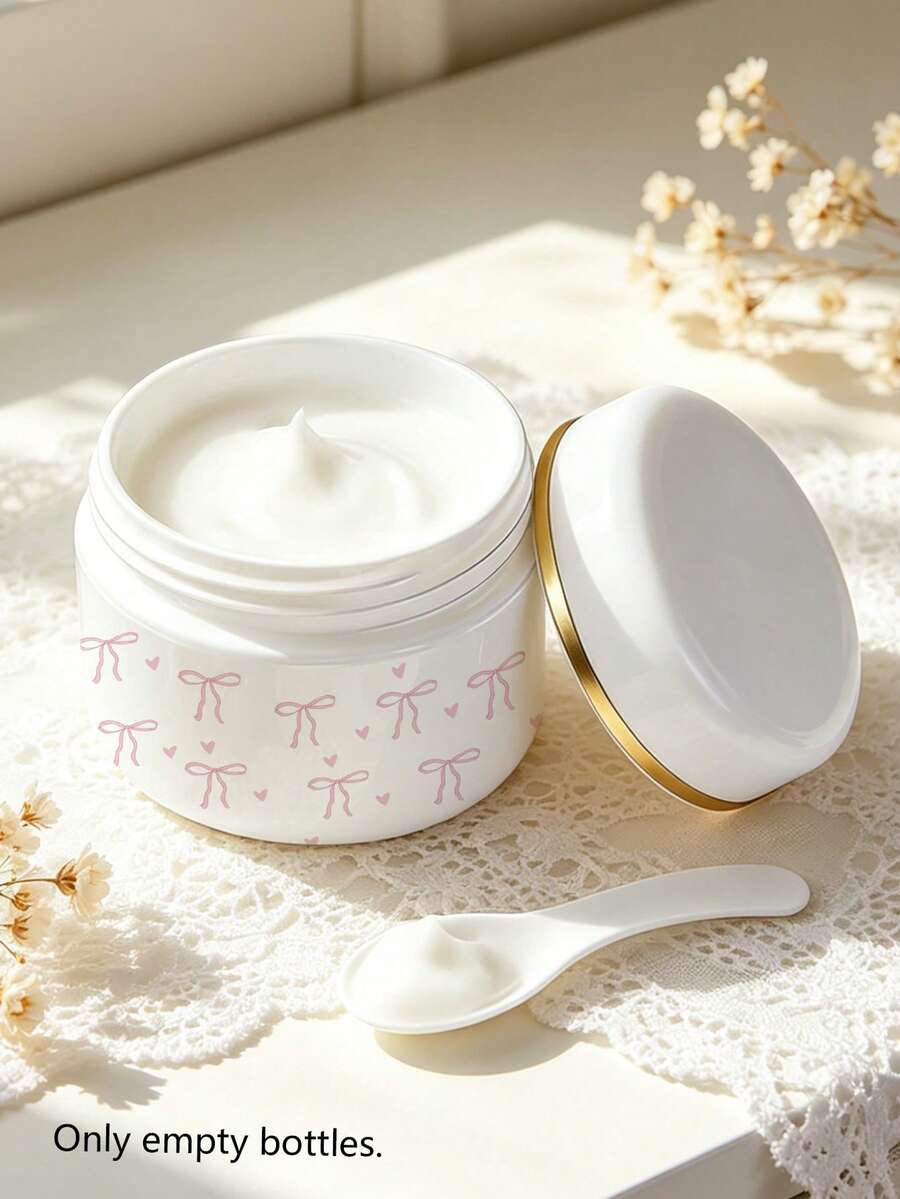 Bowknot Pattern Refillable Empty Cosmetic Jar With Lid, Travel Toiletry Container Suitable For Cream, Lotion, Makeup, Ointment, Face Mask, Travel Essentials, Fitness, Study, Outdoor Camping, Beach, Mini Perfume, Women/Men Perfume (Empty Bottle Only, No Liquid) - Multicolor - View 1