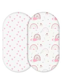 2pcs Baby Crib Fitted Sheets, Soft & Comfortable For Infant Mattress (32" X 16"), Suitable For Oval And Rectangular Cribs - Bassinet Sheet-so - View 2
