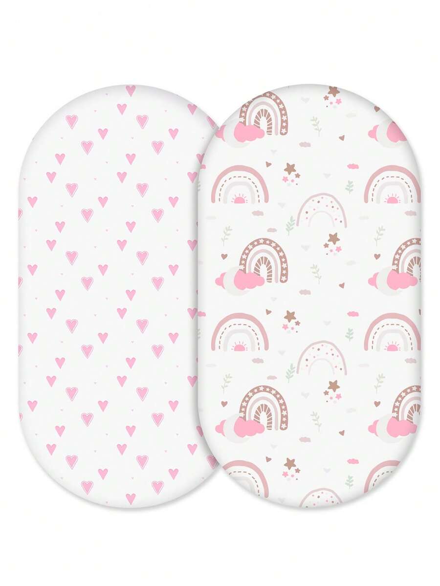 2pcs Baby Crib Fitted Sheets, Soft & Comfortable For Infant Mattress (32" X 16"), Suitable For Oval And Rectangular Cribs