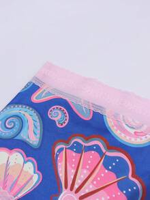 Dircho 女士蕾丝边中腰三角裤，海洋海星贝壳印花，全印花舒适弹力内裤 - 彩色 - 查看 5