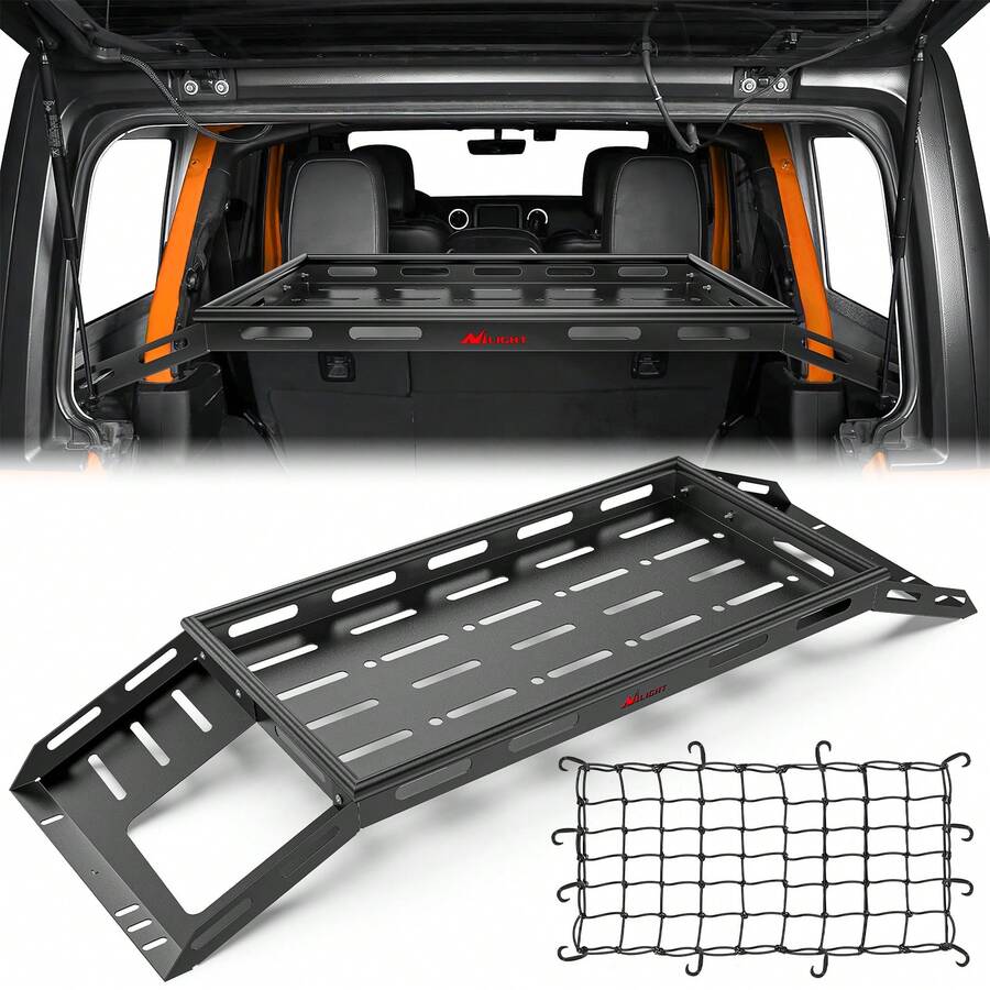 Nilight Interior Storage Rear Trunk Cargo Rack Basket Tray Interior Storage Luggage Carrier For 2007-2025 Wrangl JK JKU & JL JLU Unlimited 4-Door Hardtops - 40 X 21 X 4 Inche - View 1