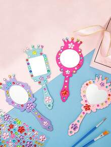 12pcs Handmade Wooden Mirrors, Ideal For Girls To Decorate As Princess Mirrors Or DIY Painting. Suitable For Christmas, Creative Handicraft Activities. Set Includes 12 Colored Pencils And 1 Handmade Sticker - DIY Painting Template. Great For Girls' Decoration, Princess Tea Party Gifts, Christmas Or Birthday Gifts, Art Activities, Birthday Gifts And Holiday Gifts. - Multicolor - View 4