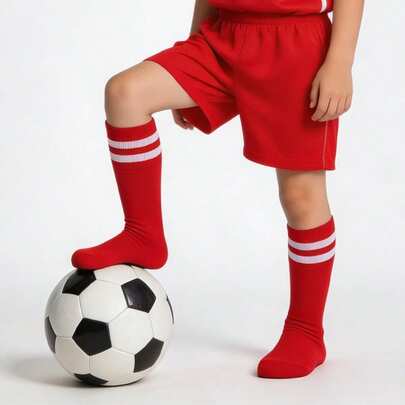 1 Pair Of Youth Sports Socks, Suitable For Football, Basketball, Sports, Fitness And Physical Activities. Long Style, Comfortable And Breathable. Boys' Colorful Striped Football Socks, Suitable For Outdoor Sports And Daily Wear For Boys And Girls. Suitable As Gifts For Christmas And Thanksgiving.