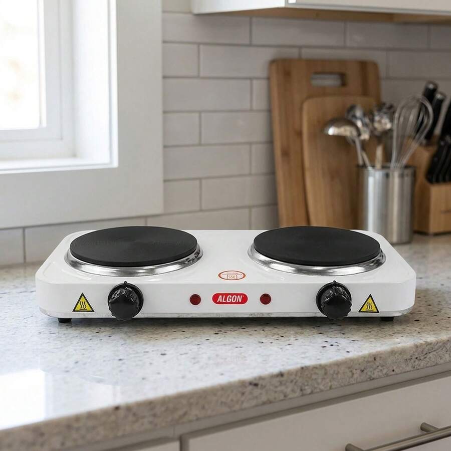 Inde ALGON | Portable Electric Stove 1 Plate 1000W, Compact Electric Cooker With Temperature Control, Heating Plate For Camping, Auxiliary Kitchen At Home - 2 Fuegos - View 1