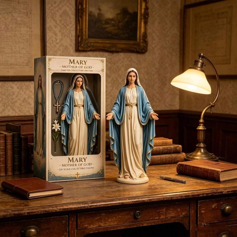 2-Piece Limited Scale Figurine Set, Delicately Hand-Painted Resin Handheld Statues With Fine Texture. Classic Religious Style Design, Exquisite In Detail, Ideal For Home Decor, Spiritual Display, Holiday Gifts And Personal Collection. - Our Lady Style B 有盒(1件) - 查看 1