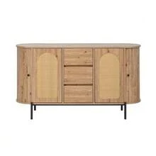 3-Piece Living Room Set, Coffee Table, TV Stand, Sideboard, Sliding Doors, Rattan Look, Wood Look, Metal Legs, Storage Space. - 自然色 - 查看 8