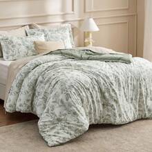 Bedsure Summer Vacation Bedding Set (Holiday Essentials), Comforter Set- Cute Floral Bedding Comforter Set, 3 Pieces, 1 Soft Reversible Garden Flowers Comforter And 2 Pillow Shams, Twin XL Cooling Comforter Set, Soft Bedding Set Gift For Graduation/Vacation/Birthday Decoration/Back To School, For Room Decor, Home Decor, Bedroom Decor, Dorm Decor, Father's Day Gift - Xanh sa mạc - Xem 2