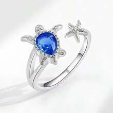 1 chiếc nhẫn hình rùa phong cách châu Âu và Mỹ mới, thích hợp cho kỳ nghỉ hè ở bãi biển, kiểu dáng hở. - Nhiều màu - Xem 2