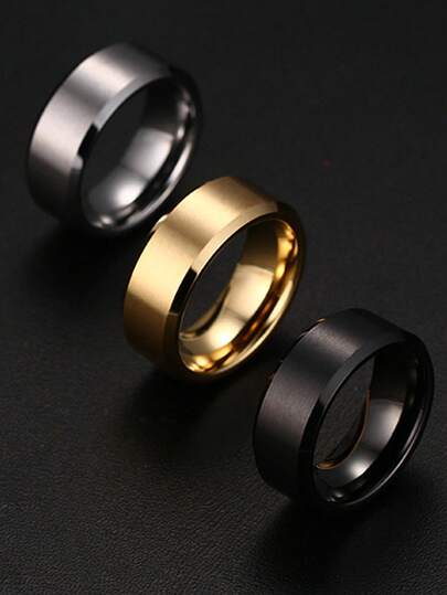1 chiếc nhẫn trơn bằng thép không gỉ màu vàng mờ, bạc, đen thời trang, không gây dị ứng, phụ kiện tối giản cá tính dành cho nam giới, nhiều màu sắc để lựa chọn.