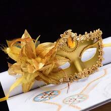 2 chiếc mặt nạ nửa mặt hình hoa ly công chúa, mặt nạ trang điểm dự tiệc hóa trang. - Nhiều màu - Xem 6