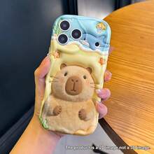2D Cream-Colored Cushioned Phone Case With Cute Water Vole Pattern, Thick And Shock-Absorbing, Luxurious High-End Feel, Compatible With Galaxy S22/23/24/S25/A04/05/06/A07/A17/A14/A15/A16/A24/A25/A34, Note 7/8/9/10/11/12/13/14, 9/10/12/13C/14C/A5, Honor X, HW, C53 C55, - Creamy Yellow - View 5