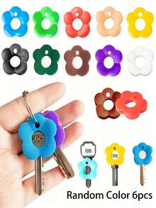 12/8/6/1pc Cute Colorful Flower Pattern Retractable Key Chain, Fashionable Floral Shaped Key Ring Holder, Suitable For Various Keys, Home, Office, Mailbox And Door Locks, Provides Vibrant Colors, Easy To Install And Remove, Practical Accessory For Organizing Car And Home Keys - A - View 9